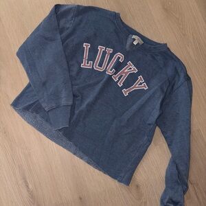 Lucky Brand Blue Cropped Sweatshirt